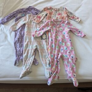 Bundle Of 4 Fuzzy Footie Pajamas, Mostly Carters